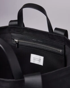 Sandqvist Agnes Black With Black Leather 12 Sandqvist Agnes Black With Black Leather -Nordic Style Deals Store 3766 239fb52be6 agnes twill black sqa2029 06 original