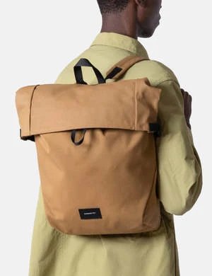 SandqvistAlfred Polycotton Rolltop Backpack - Bronze/Black 2 SandqvistAlfred Polycotton Rolltop Backpack - Bronze/Black - Image 2