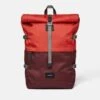 SandqvistBernt Recycled Poly Rolltop Backpack - Moss Red/Black Leather