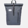 SandqvistDante Polycotton Rolltop Backpack - Dark Slate/Black